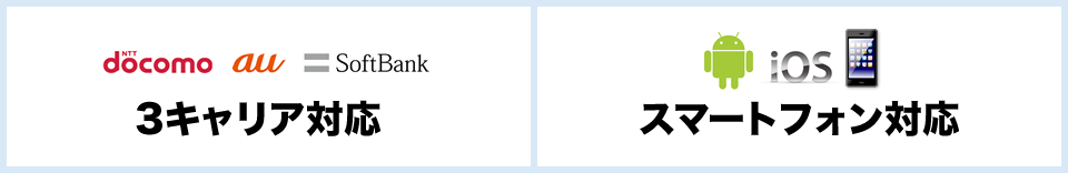 3キャリア対応、スマートフォン対応